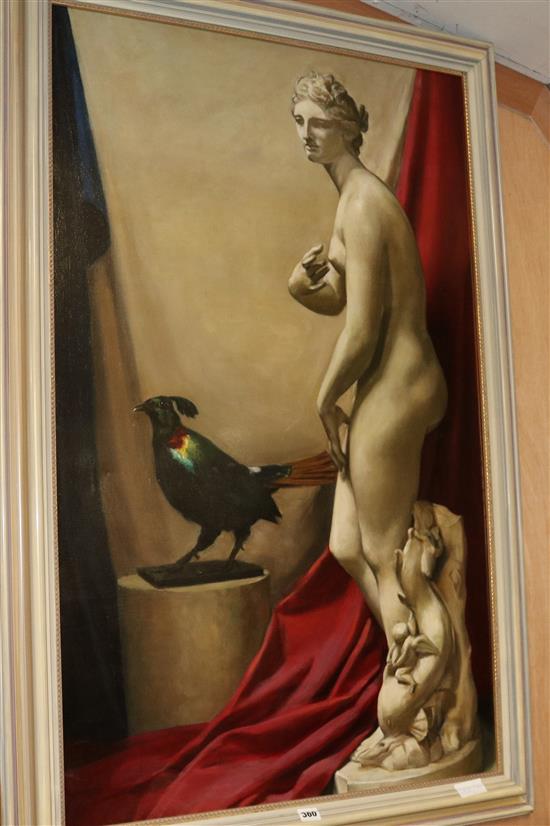 English School Study of statuary and taxidermy 44 x 27in.